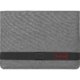 Gray writing case with elastic band closure.