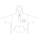 Hooded sweatshirt jacket with full zipper and kangaroo pockets.