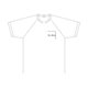 Light-colored cotton T-shirt with contrasting sleeves.