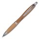 Brown bamboo ballpoint pen with clip and push mechanism.
