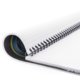 Paper notepad with spiral binding.