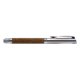 Wood-colored fountain pen with metal clip.