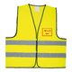 Yellow fabric safety vest with reflective stripes, unisex.