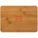 Bamboo cutting board with rounded corners.