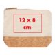 Light cosmetic bag made of cotton with cork base and zipper.