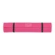 Pink foam yoga mat with holding straps.