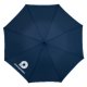 Blue automatic umbrella with pattern and comfortable handle.