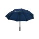 Blue umbrella with sturdy handle and wind protection.