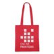 Red cotton tote bag with carrying handles.