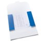 Paper folder with locking tab for secure document storage.