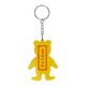 Yellow bear-shaped keychain with metal ring.