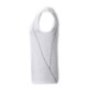 White polyester tank top for men with silver decorative seams.