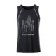 Black and white polyester men's tank top with a sporty cut.