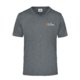 Dark gray heathered polyester V-neck shirt.