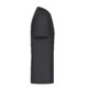 Black polyester T-shirt with V-neck and short sleeves.