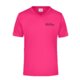 Pink polyester V-neck shirt for men with short sleeves.
