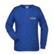 Blue mottled cotton-polyester sweatshirt for women.
