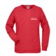 Red cotton-polyester blend sweatshirt for women.