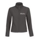 Dark gray polyester and elastane softshell jacket with zipper.