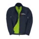 Navy-blue softshell jacket made of polyester and elastane for women.