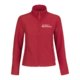Red polyester and elastane softshell jacket for women.