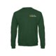 Dark green fabric sweatshirt with long sleeves and round neckline.