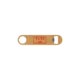 Light Bamboo bottle opener with metal piece.