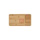 Bamboo desk organizer with compartments and wireless charging station.