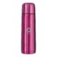 Pink stainless steel vacuum flask with screw cap.