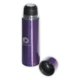 Violet stainless steel thermal bottle with screw cap.