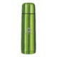 Green stainless steel insulated thermos with screw cap.
