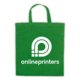 Green cotton tote bag with carrying handles.