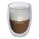 Transparent glass cappuccino cup set with double wall.