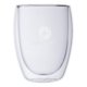 Transparent glass cappuccino cup set, double-walled.