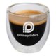 Transparent glass espresso cup set with double-walled design.