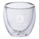 Clear glass espresso cup set with double-walled design.