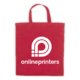 Red cotton bag with carrying handles.