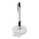White plastic phone holder with ballpoint pen.