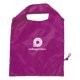 Violet nylon fabric bag with drawstring.