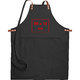 Black fabric apron with patch pocket and adjustable neck strap.