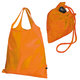 Orange synthetic fabric bag that transforms into a small pouch.