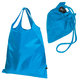 Light blue fabric convertible bag with drawstring.
