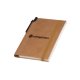 Brown notebook with elastic band and pen holder.