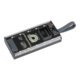 Black plastic power bank with 10,000 mAh charging capacity and lanyard.