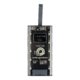 Transparent power bank with battery indicator and USB ports.
