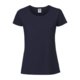 Dark blue cotton T-shirt for women with short sleeves.