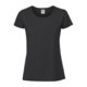 Black cotton women's t-shirt with short sleeves and round neck.