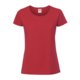 Red cotton T-shirt for women with short sleeves.
