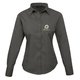 Dark gray poplin blouse for women with long sleeves and collar.