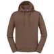 Brown cotton-polyester hoodie for men with kangaroo pocket.